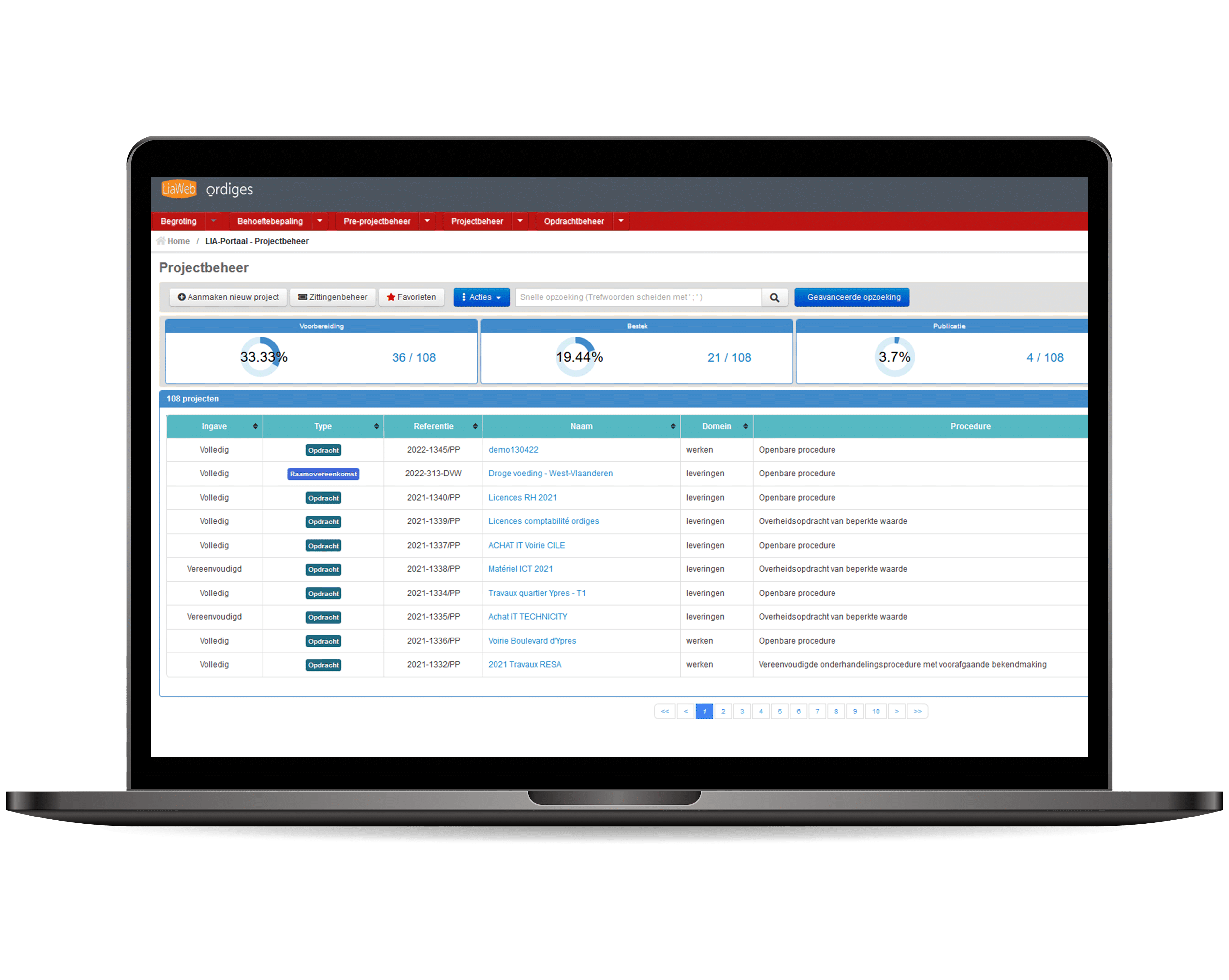 LiaWeb : software voor beheer van overheidsopdrachten | Ordiges